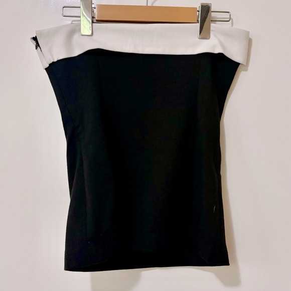 Zara| Black & White Cocktail Party Strapless Tube Top Side Zip Blouse Sz M - Picture 5 of 5